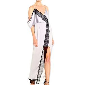 Keepsake the Label Gray Black Lace V-neck Maxi wrap style Revolve Dress small